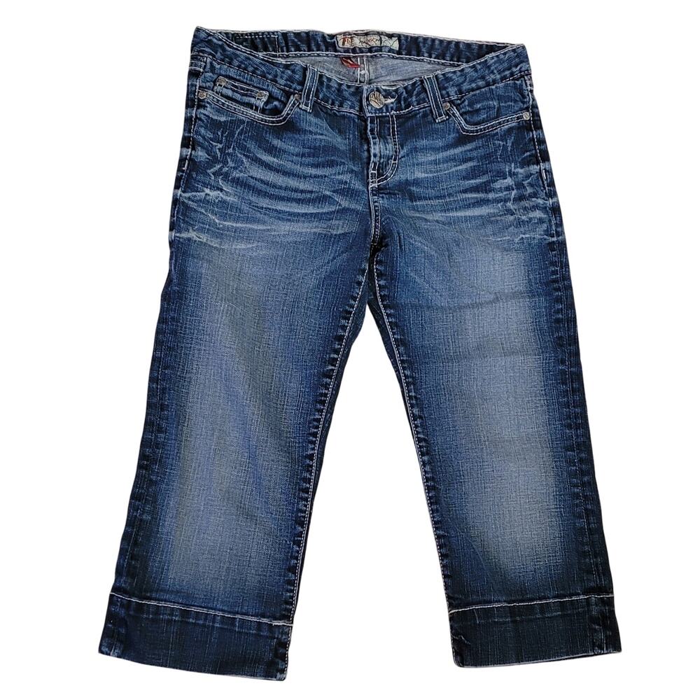 BKE Madison Buckle Womens Distressed Low-Rise Stretch Denim Capris Size 30 EUC
